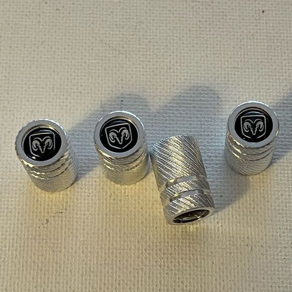 Dodge Logo Valve Stem Caps in Silver set of 4 NWT - Picture 2 of 5
